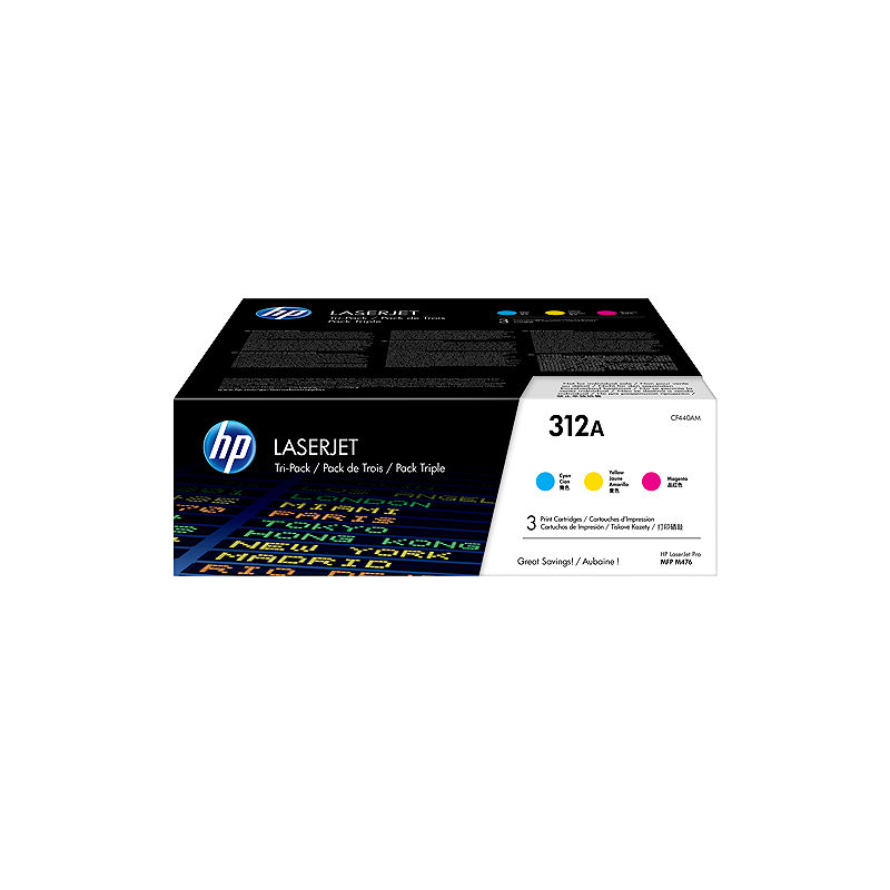 HP 312A LaserJet-tonerpatron, cyan, pakke med tre stk.