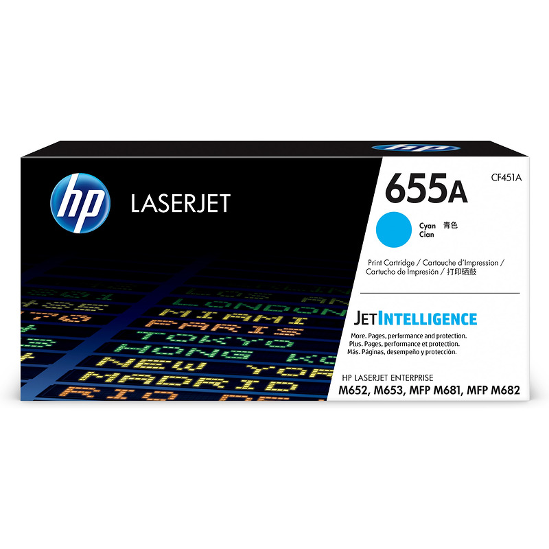 HP Original 655A LaserJet-tonerpatron, cyan