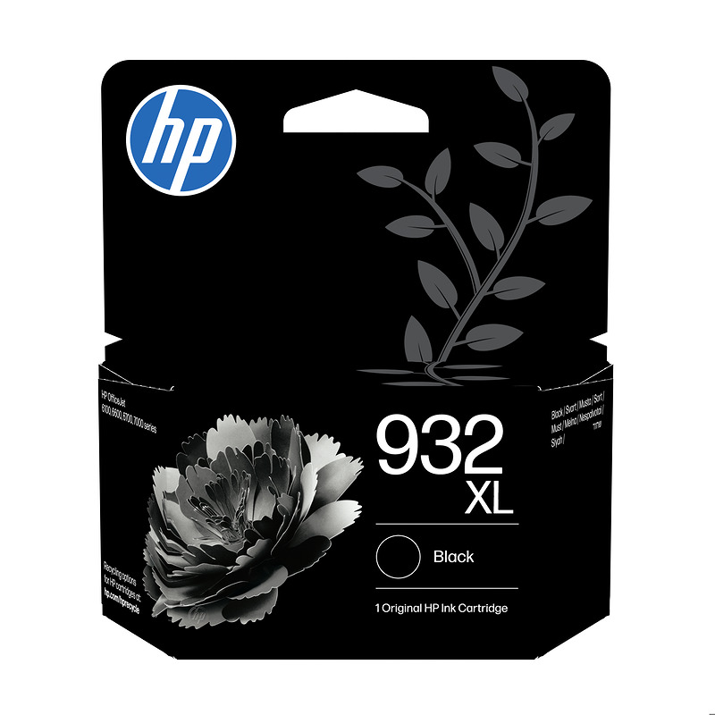 HP Original 932XL-blækpatron med høj kapacitet, sort