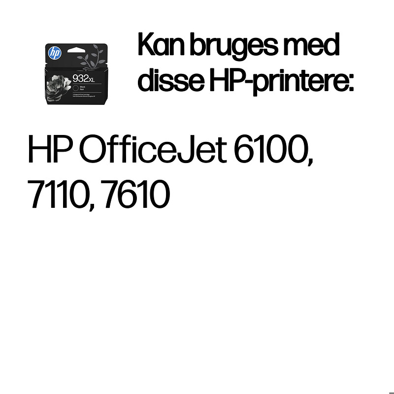HP Original 932XL-blækpatron med høj kapacitet, sort - Billede 2