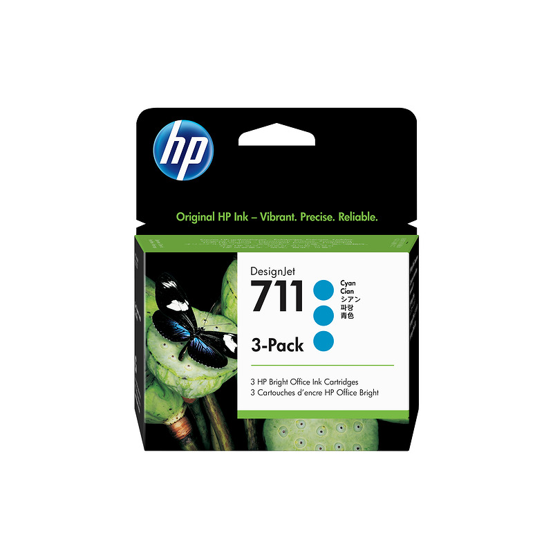 HP 711 DesignJet-blækpatroner med 29 ml, 3 stk., cyan
