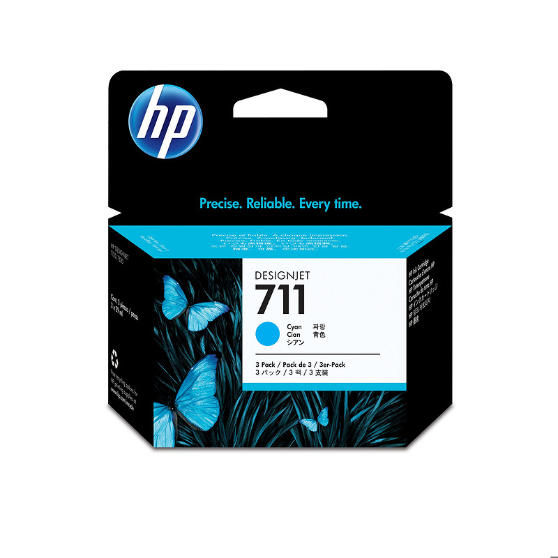 HP 711 DesignJet-blækpatroner med 29 ml, 3 stk., cyan - Billede 2