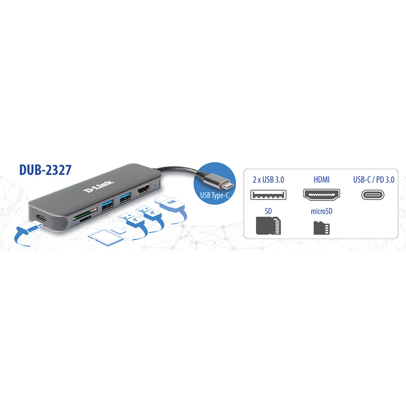 D-Link DUB-2327 dockingstation Ledningsført USB Type-C Grå - Billede 3