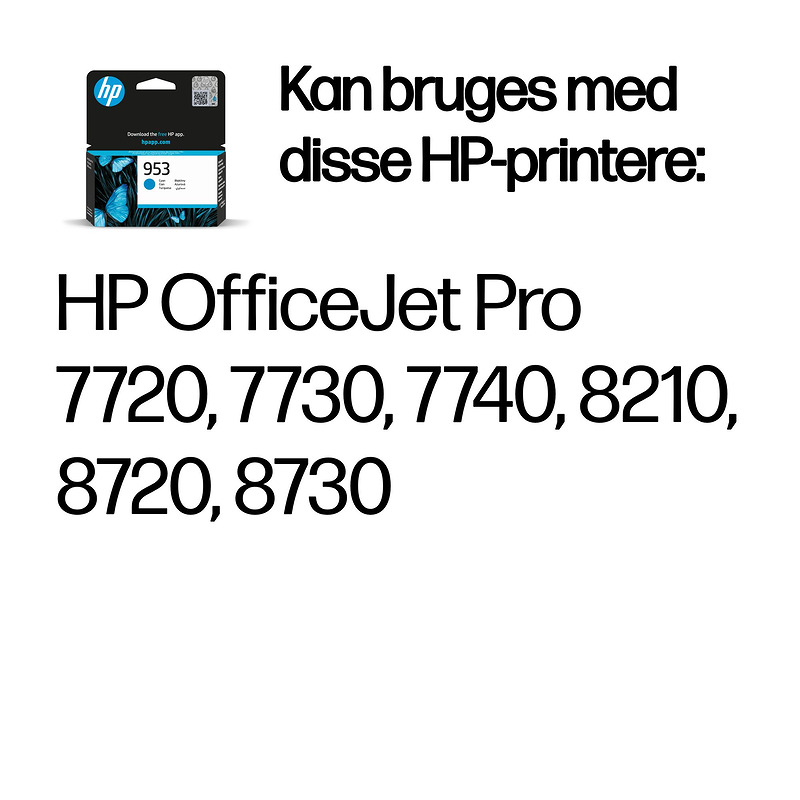 HP Original 953-blækpatron, cyan - Billede 2