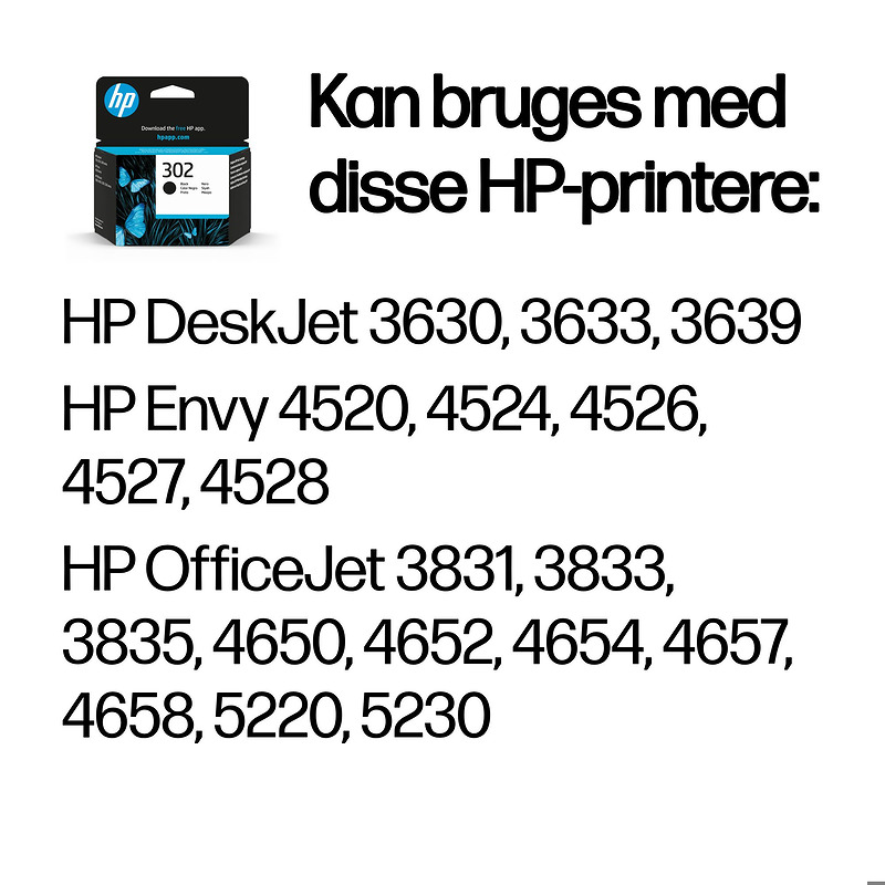 Blækpatron, HP 302 Sort - Billede 2