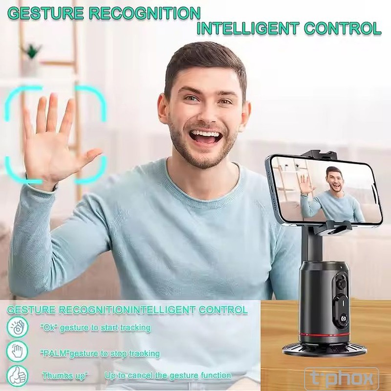 T-PHOX ICIRCLE GIMBAL/TRIPOD FACE TRACKING AI 360 BLACK HOLDER - Billede 4