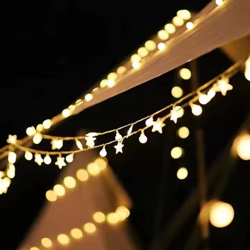 LED GARLAND 10M (80 LED LAMPS) USB STARS + BALLS WARM WHITE - Billede 4