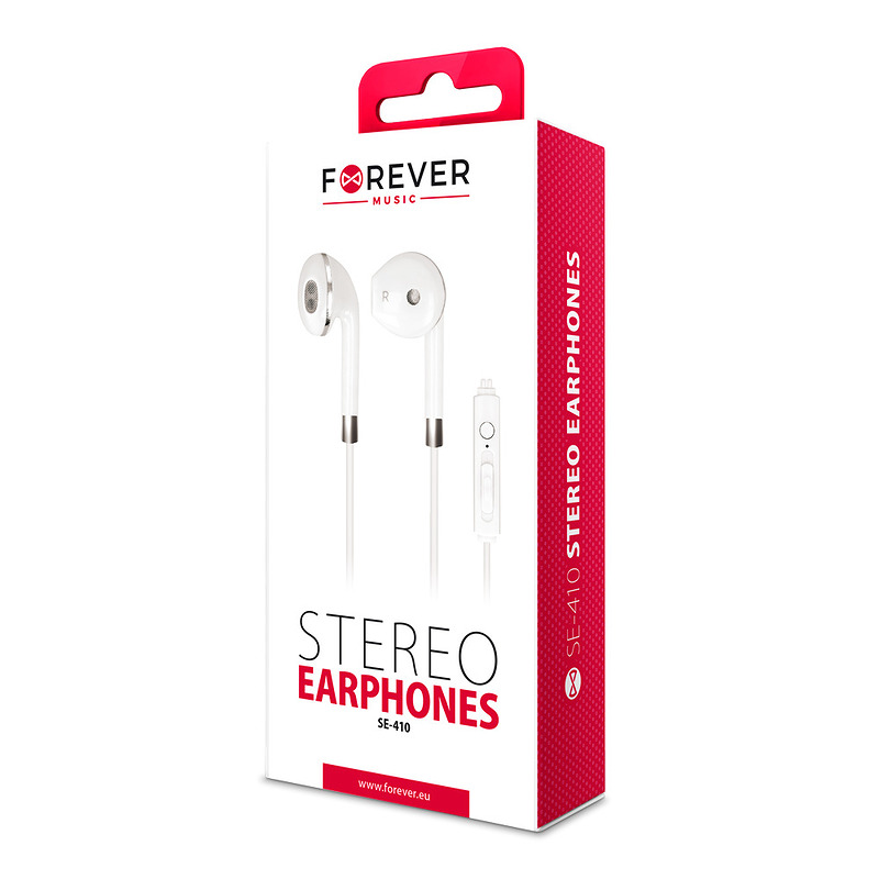 Forever wired earphones SE-410 jack 3,5mm white - Billede 2