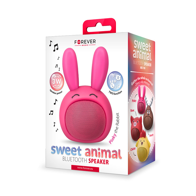 Forever Bluetooth speaker Sweet Animal Rabbit Pinky pink ABS-100 - Billede 2