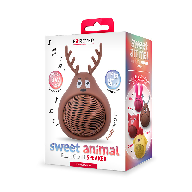 Forever Bluetooth speaker Sweet Animal Deer Frosty brown ABS-100 - Billede 2