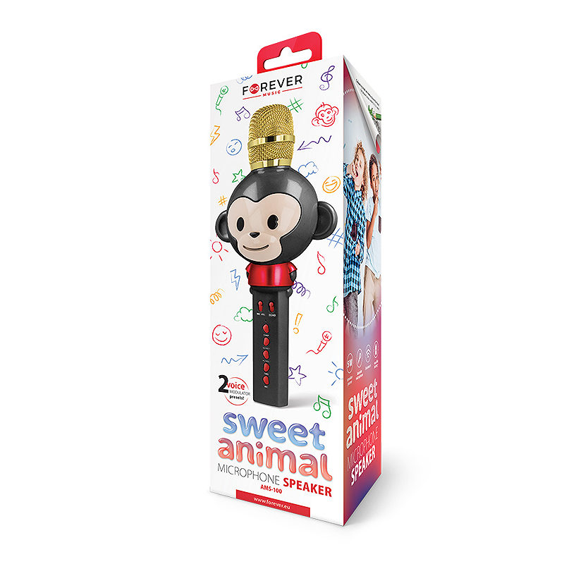 Forever microphone with Bluetooth speaker Animal black AMS-100 - Billede 2