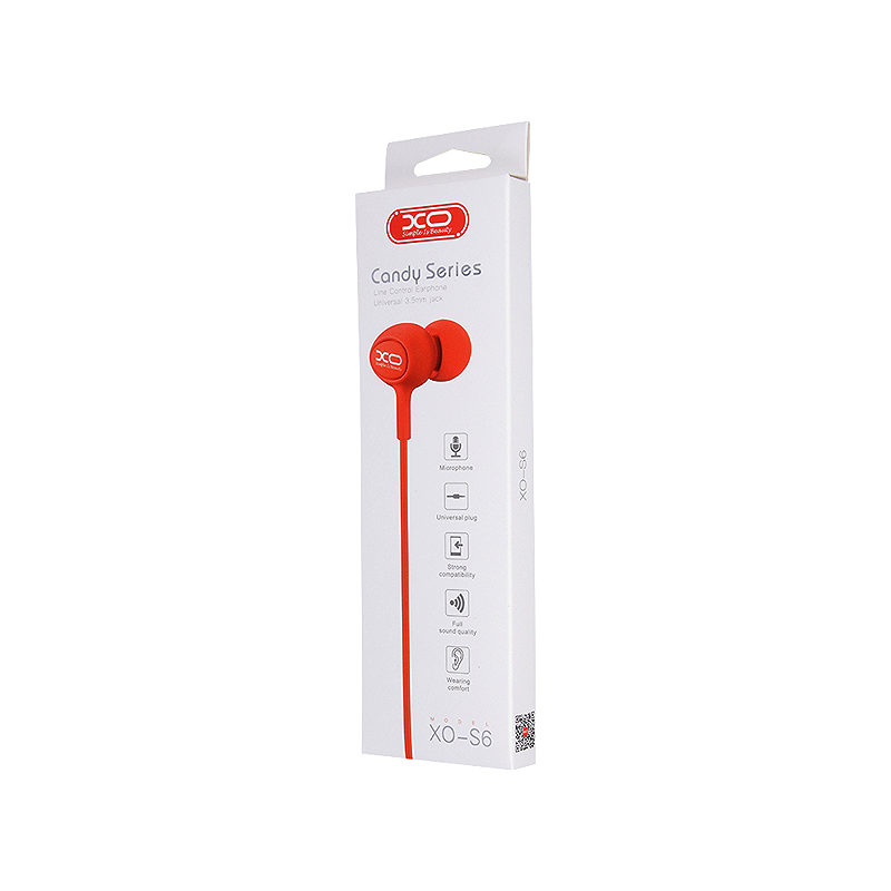 XO wired earphones S6 jack 3,5mm red - Billede 2