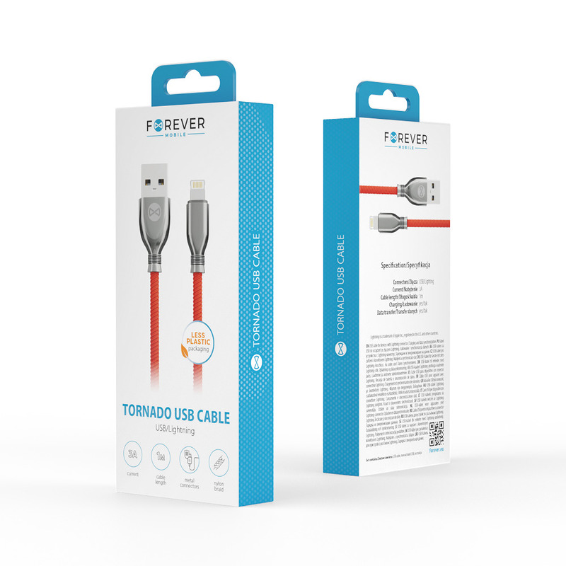 Forever Tornado cable USB - Lightning 1,0 m 3A red - Billede 5