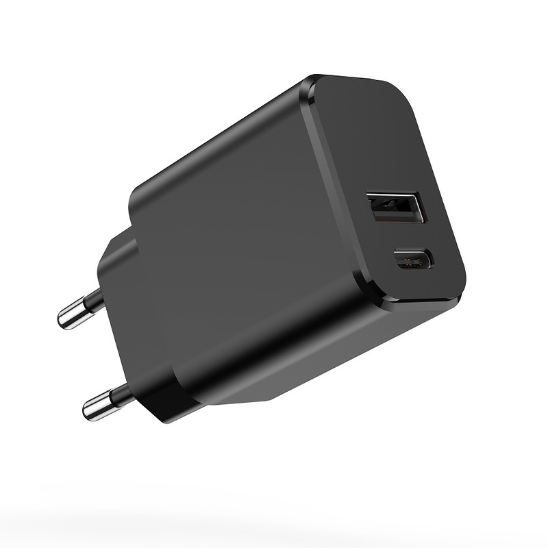 Setty charger 1x USB + USB-C 3A 20W black - Billede 2