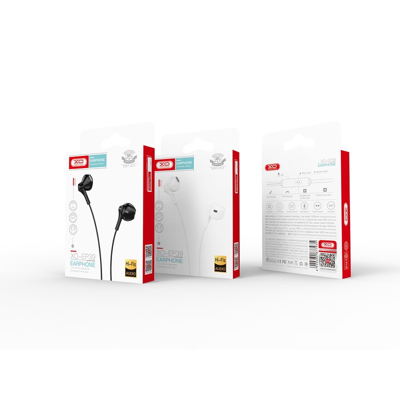 XO wired earphones EP39 jack 3,5mm white - Billede 3