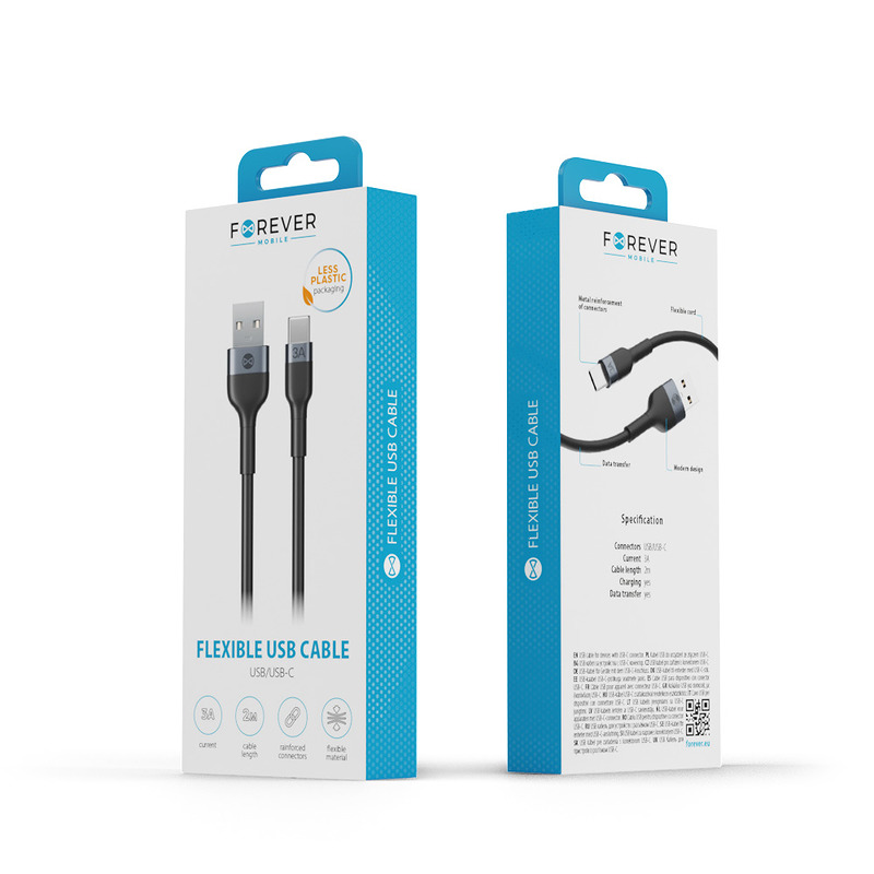 Forever Flexible cable USB - USB-C 1,0 m 3A black - Billede 5