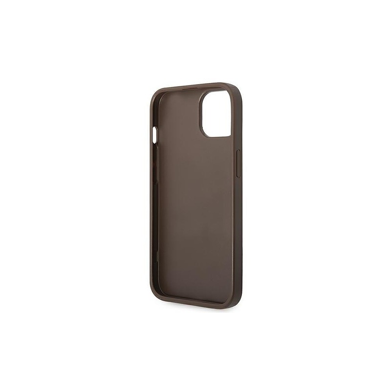 Guess case for iPhone 14 Pro Max 6,7" GUHCP14XG4GLBR brown PC/TPU 4G PU case with Bottom Stripe Metal Logo - Billede 3