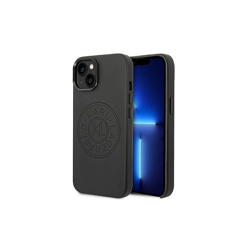 Karl Lagerfeld case for iPhone 14 Plus 6,7" KLHCP14MFWHK black PU Leather case Perforated Logo and Metal Buttons - Billede 2