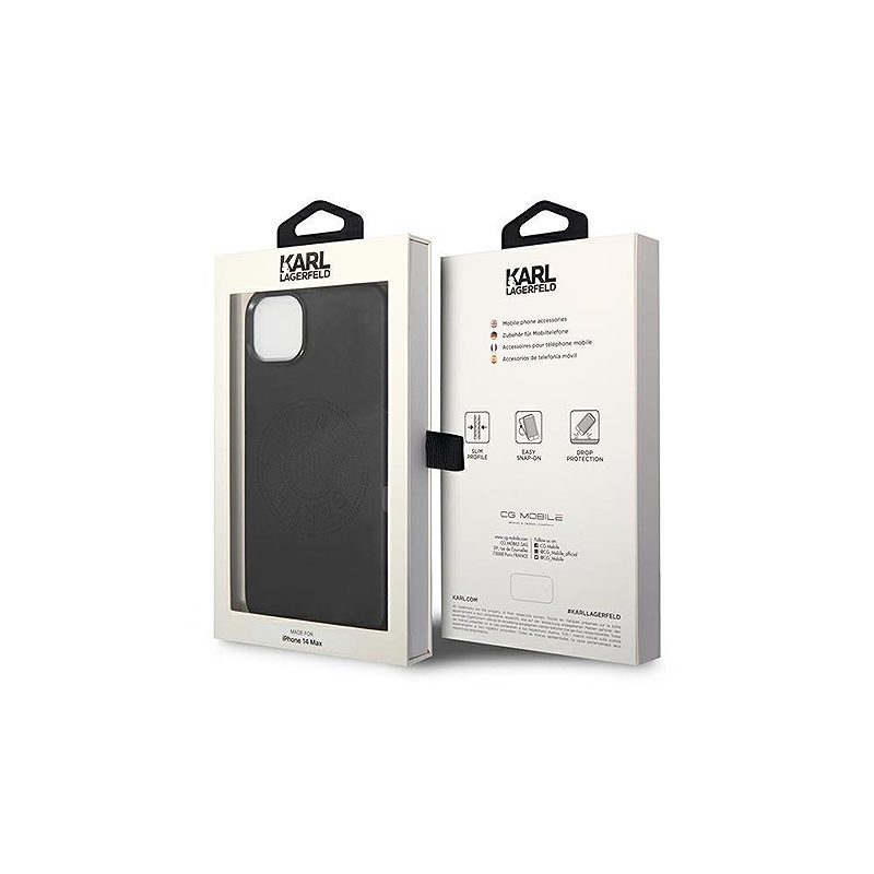 Karl Lagerfeld case for iPhone 14 Plus 6,7" KLHCP14MFWHK black PU Leather case Perforated Logo and Metal Buttons - Billede 3