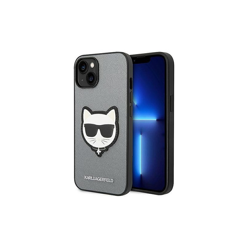 Karl Lagerfeld case for iPhone 14 Plus 6,7" KLHCP14MSAPCHG silver PU Saffiano case with Choupette Head Patch - Billede 2