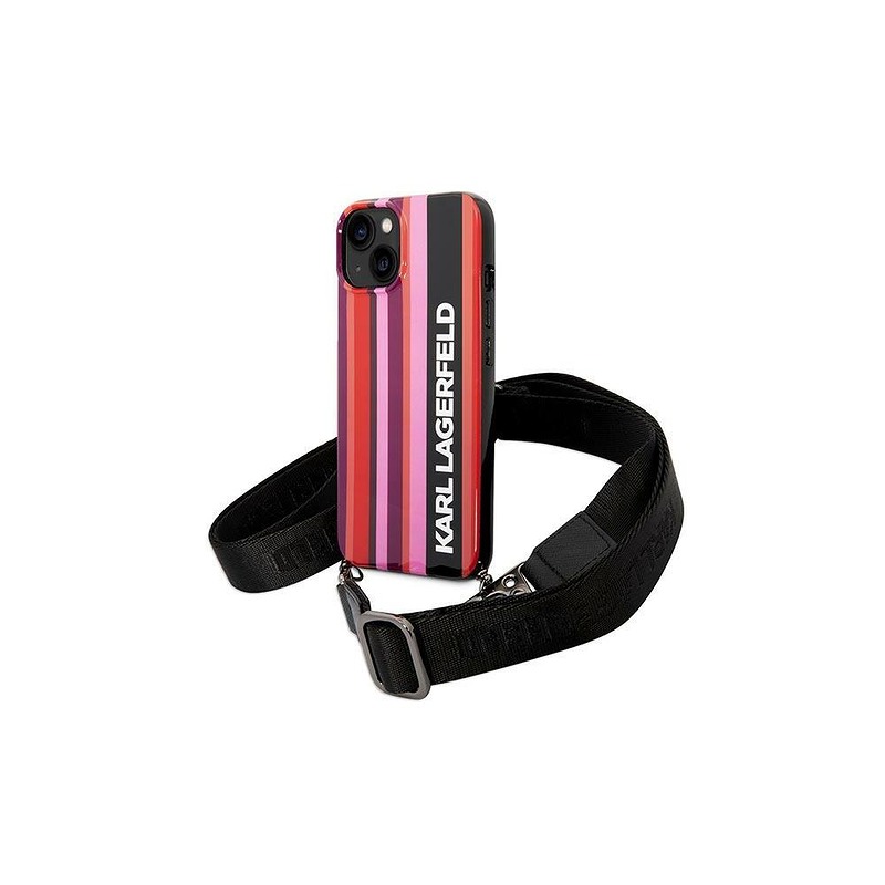 Karl Lagerfeld case for iPhone 14 6,1" KLHCP14SSTSTP pink hardcase Color Stripes Strap