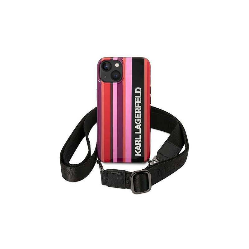 Karl Lagerfeld case for iPhone 14 6,1" KLHCP14SSTSTP pink hardcase Color Stripes Strap - Billede 2
