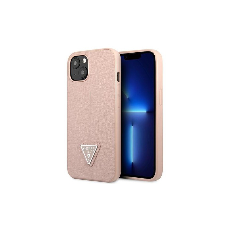 Guess case for iPhone 14 Pro Max 6,7" GUHCP14XPSATLP pink HC Saffiano PU Triangle - Billede 2