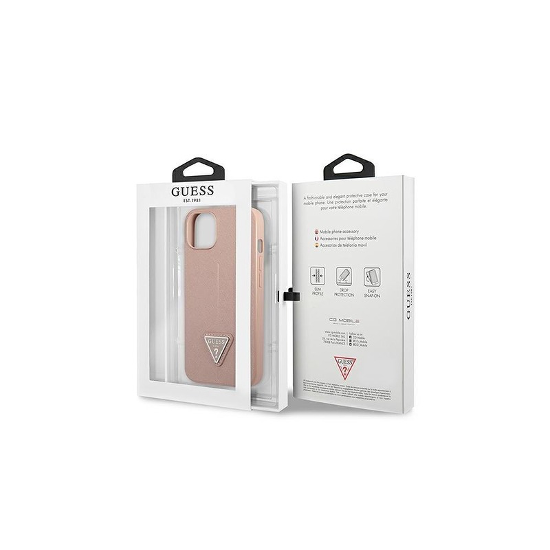 Guess case for iPhone 14 Pro Max 6,7" GUHCP14XPSATLP pink HC Saffiano PU Triangle - Billede 4