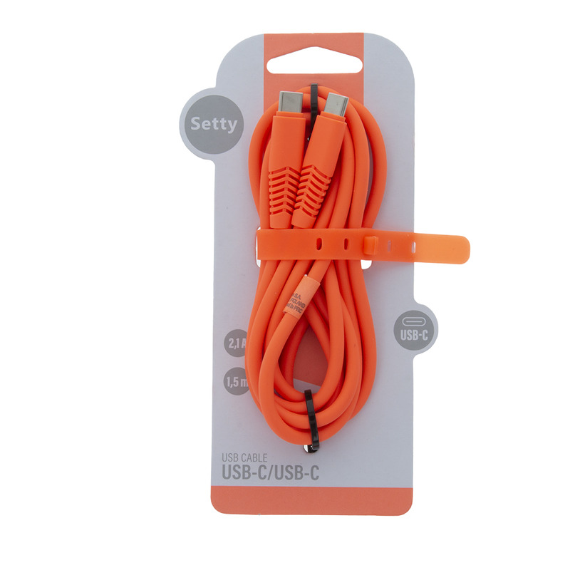 Setty cable USB-C - USB-C 1,5 m 2,1A KSC-C-1.5210 orange - Billede 2
