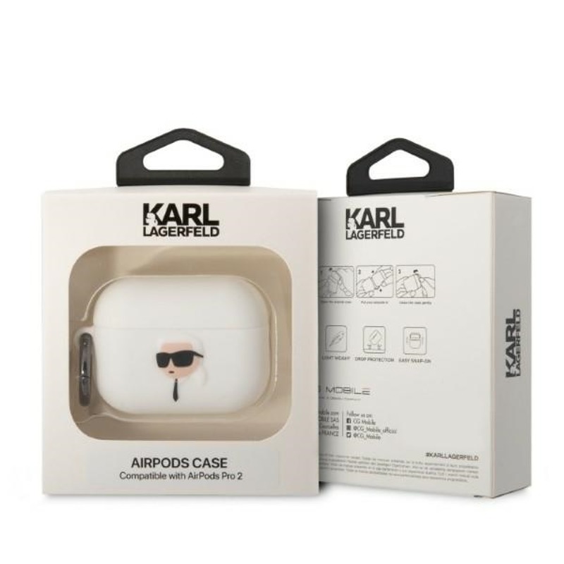 Karl Lagerfeld case for Airpods Pro 2 KLAP2RUNIKH white 3D Silicone NFT Karl - Billede 4