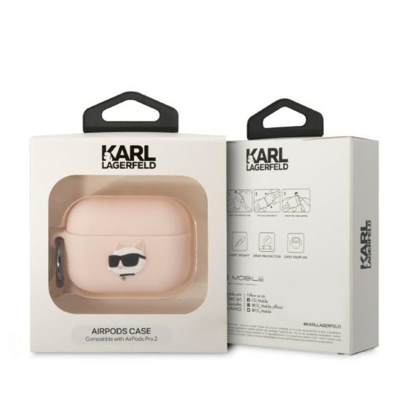 Karl Lagerfeld case for Airpods Pro 2 KLAP2RUNCHP pink 3D Silicone NFT Karl - Billede 4