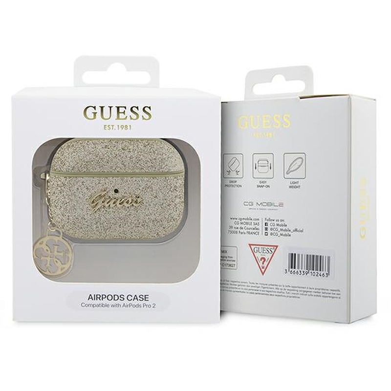 Guess case for AirPods Pro 2 GUAP2GLGSHD gold PU Glitter Flake 4G - Billede 4