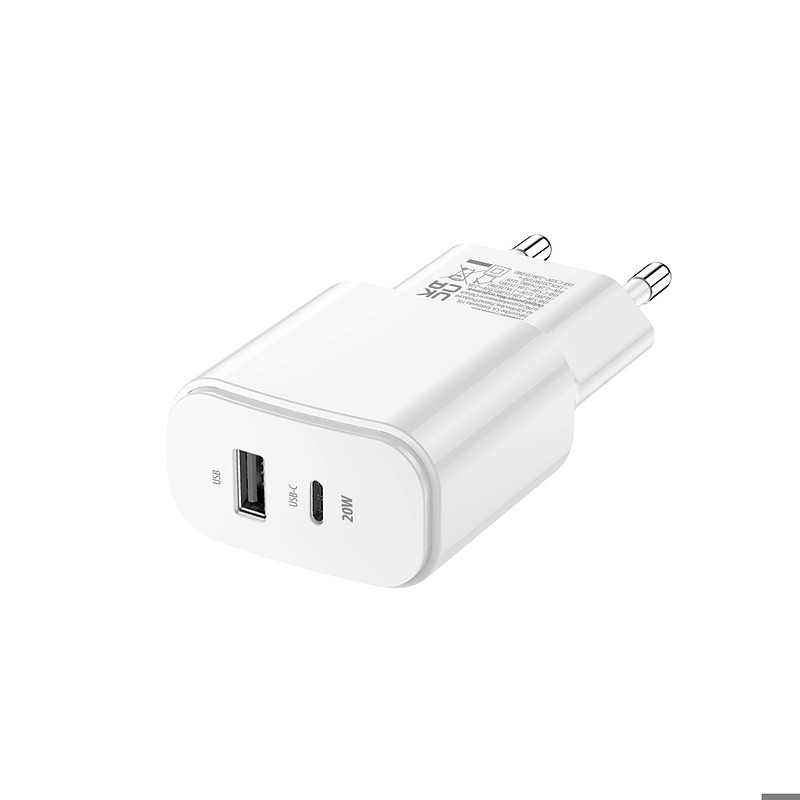 Forever TC-01-20AC PD QC charger 1x USB-C 1x USB 20W white - Billede 3
