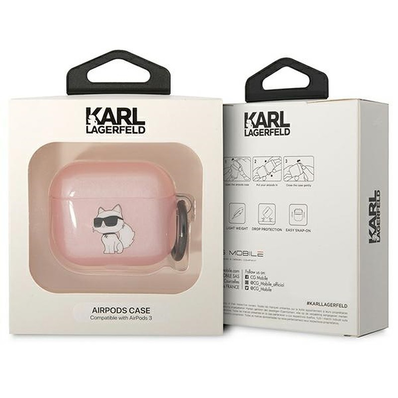 Karl Lagerfeld case for Airpods 3 KLA3HNCHTCP pink Ikonik Choupette - Billede 3