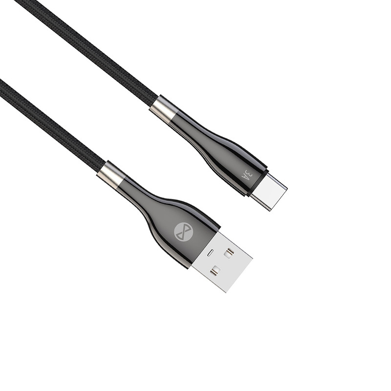Forever Sleek cable USB - USB-C 1,0 m 3A black - Billede 4