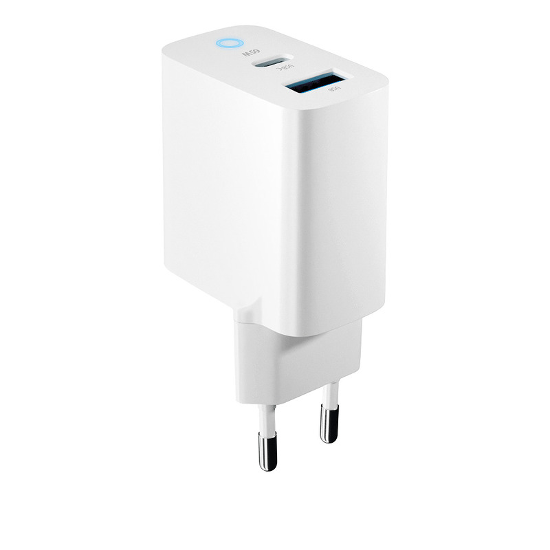 Forever TC-06-65AC GaN PD QC charger 1x USB-C 1x USB 65W white - Billede 4