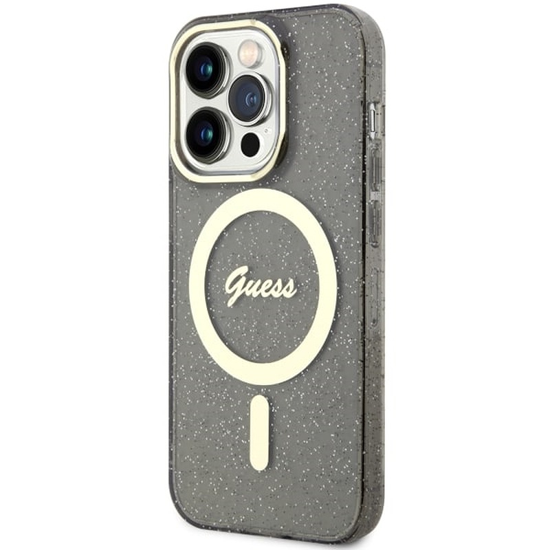 Guess case for iPhone 14 Pro Max 6,7" GUHMP14XHCMCGK black hardcase Magsafe IML Glitter Gold - Billede 2