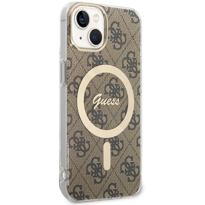 Guess case for iPhone 14 6,1" GUHMP14SH4STW brown hardcase Magsafe IML 4G - Billede 3