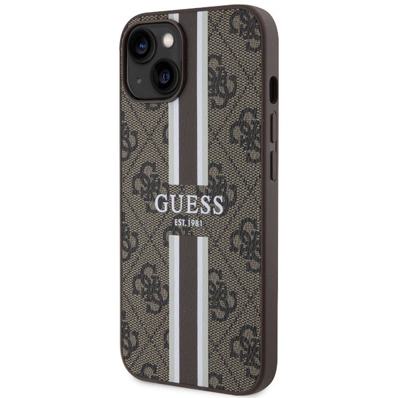 Guess case for iPhone 14 6,1" GUHMP14SP4RPSW brown harcase Magsafe 4G Printed Stripes - Billede 2