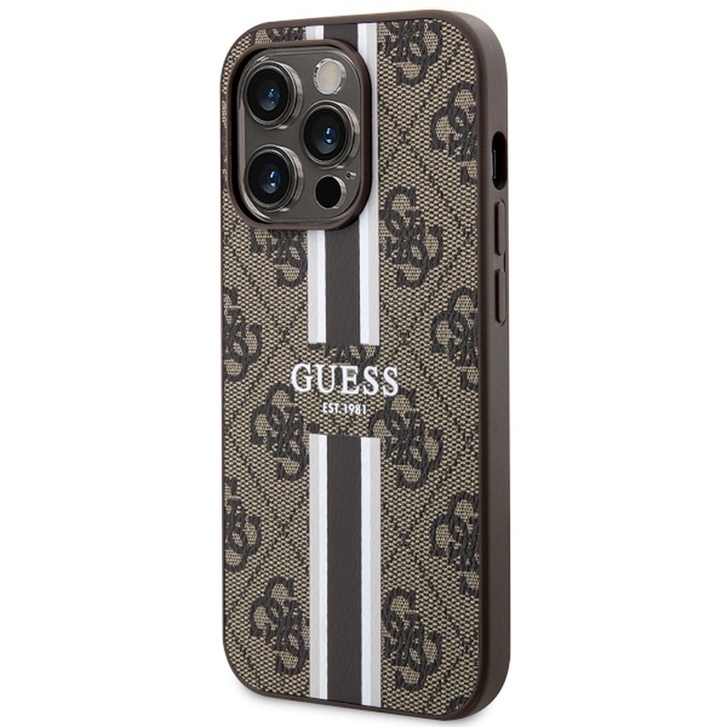 Guess case for iPhone 14 Pro Max 6,7" GUHMP14XP4RPSW brown harcase Magsafe 4G Printed Stripes - Billede 2