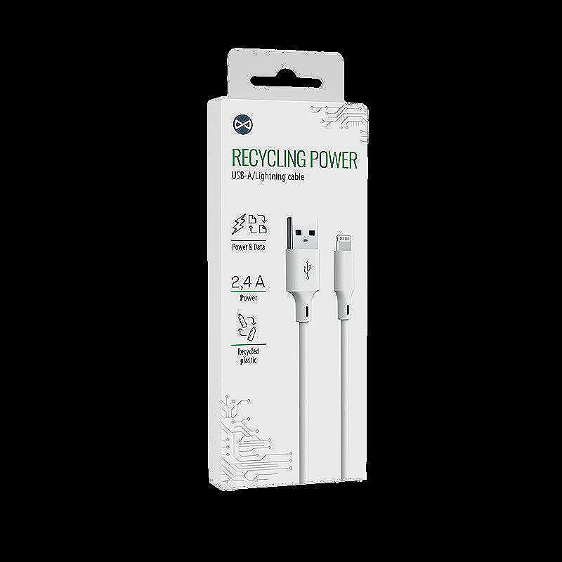 Forever recycling cable USB-A - Lightning 1,5m 2,4A HDKR12-AL-00 white - Billede 4