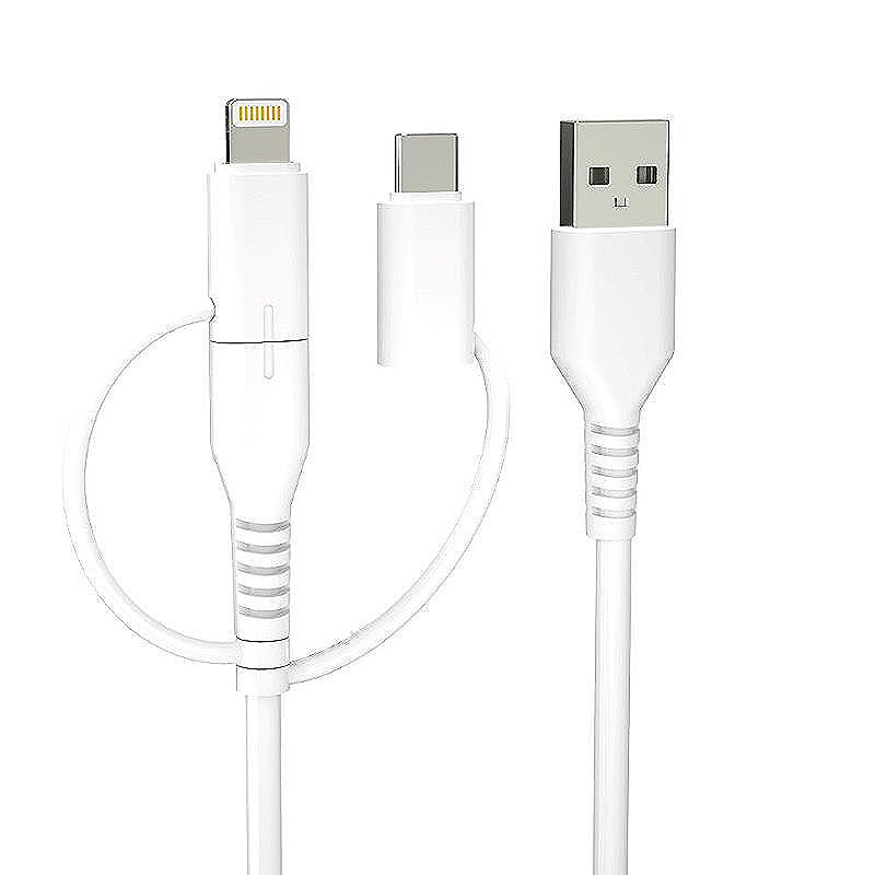 Forever recycling  cable 3w1 1,5m 2,4A USB-A -USB-C+ microUSB  + Lightning KR3W1-00 white
