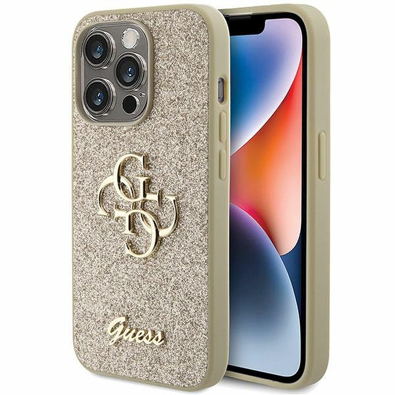 Guess case for iPhone 15 Pro Max 6,7" GUHCP15XHG4SGD gold HC Fixed Glitter Big 4G