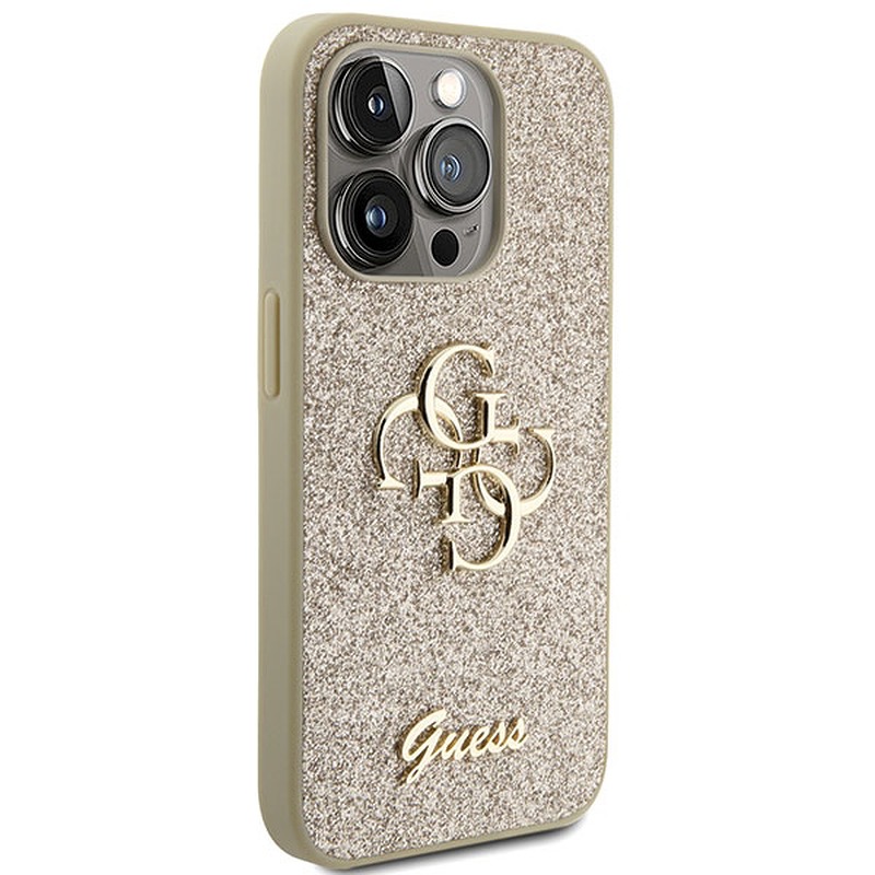Guess case for iPhone 15 Pro Max 6,7" GUHCP15XHG4SGD gold HC Fixed Glitter Big 4G - Billede 4