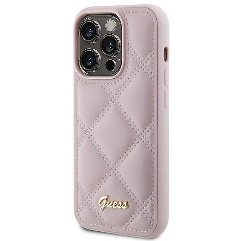 Guess case for iPhone 15 Pro Max 6,7" GUHCP15XPSQSQSP pink HC PU Quilted Metal Logo - Billede 2