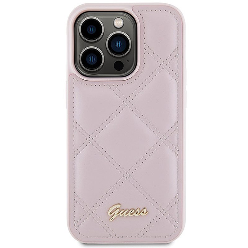 Guess case for iPhone 15 Pro Max 6,7" GUHCP15XPSQSQSP pink HC PU Quilted Metal Logo - Billede 3