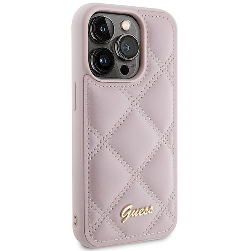 Guess case for iPhone 15 Pro Max 6,7" GUHCP15XPSQSQSP pink HC PU Quilted Metal Logo - Billede 4