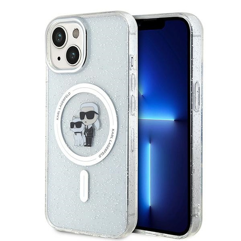 Karl Lagerfeld case for iPhone 15 6,1" KLHMP15SHGKCNOT transparent HC Magsafe IML KC Glitter