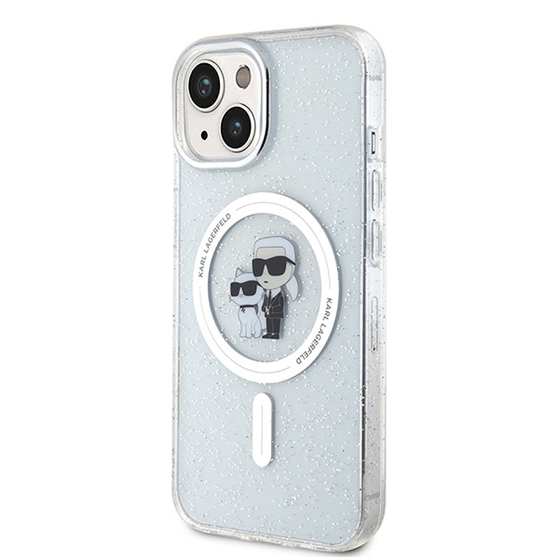 Karl Lagerfeld case for iPhone 15 6,1" KLHMP15SHGKCNOT transparent HC Magsafe IML KC Glitter - Billede 2