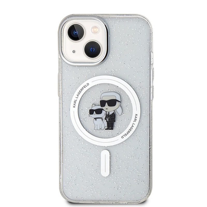 Karl Lagerfeld case for iPhone 15 6,1" KLHMP15SHGKCNOT transparent HC Magsafe IML KC Glitter - Billede 3